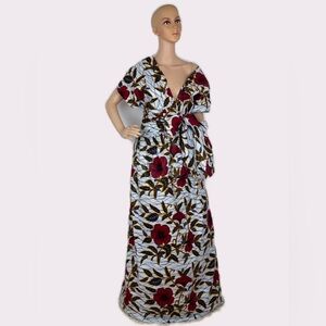 Handmade Floral Print Multicolor Infinity Maxi Dress